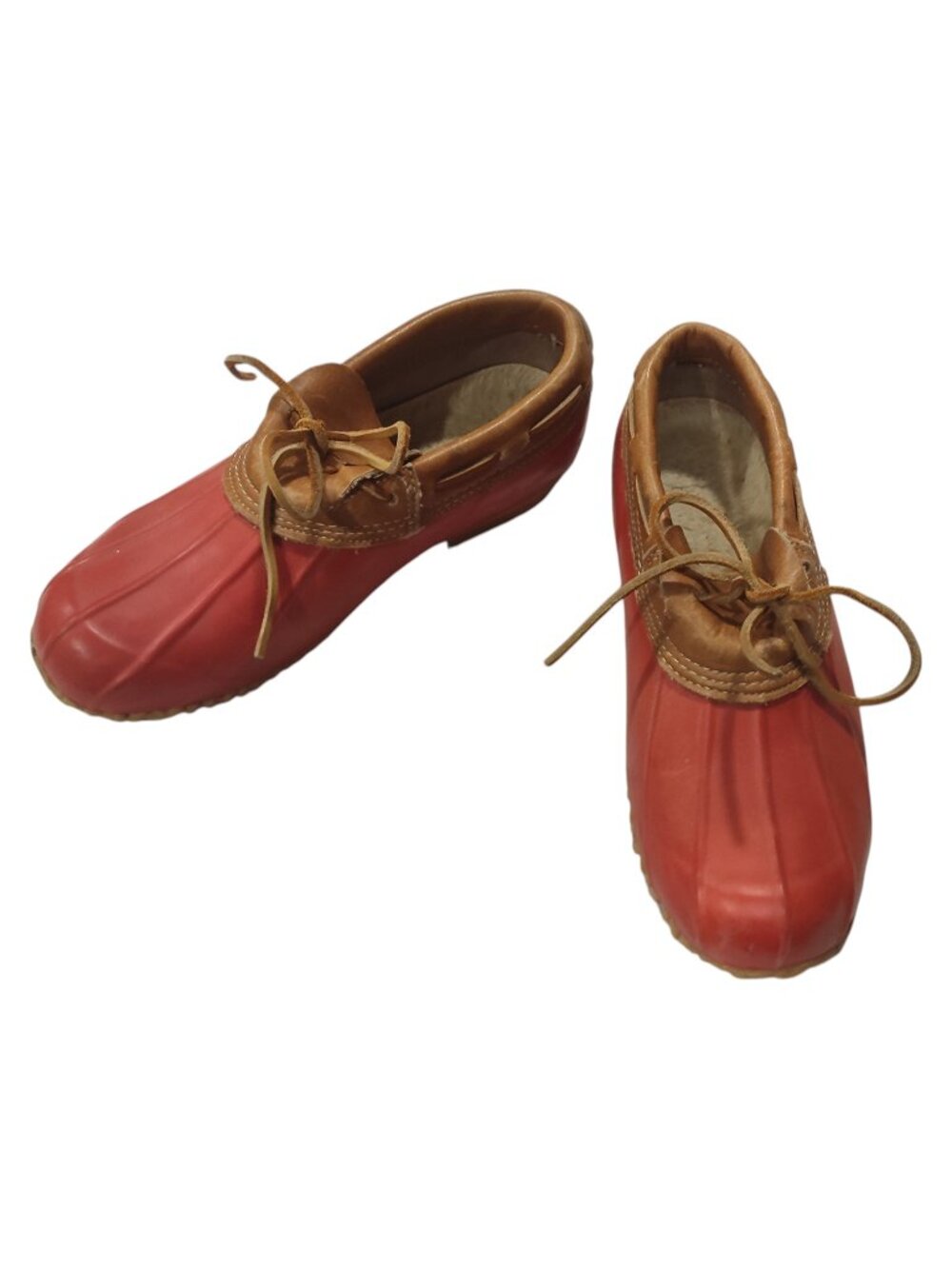 Vintage Eddie Bauer Womens Red Rubber Duck Muck Shoes Leather Size 8
